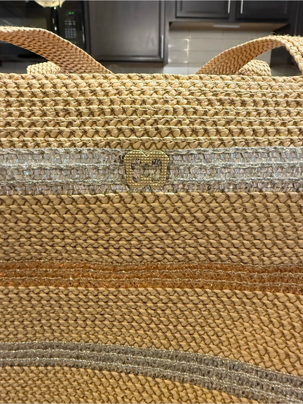 Eric Javits Straw Tote in Natural and Silver - Picture 3 of 9
